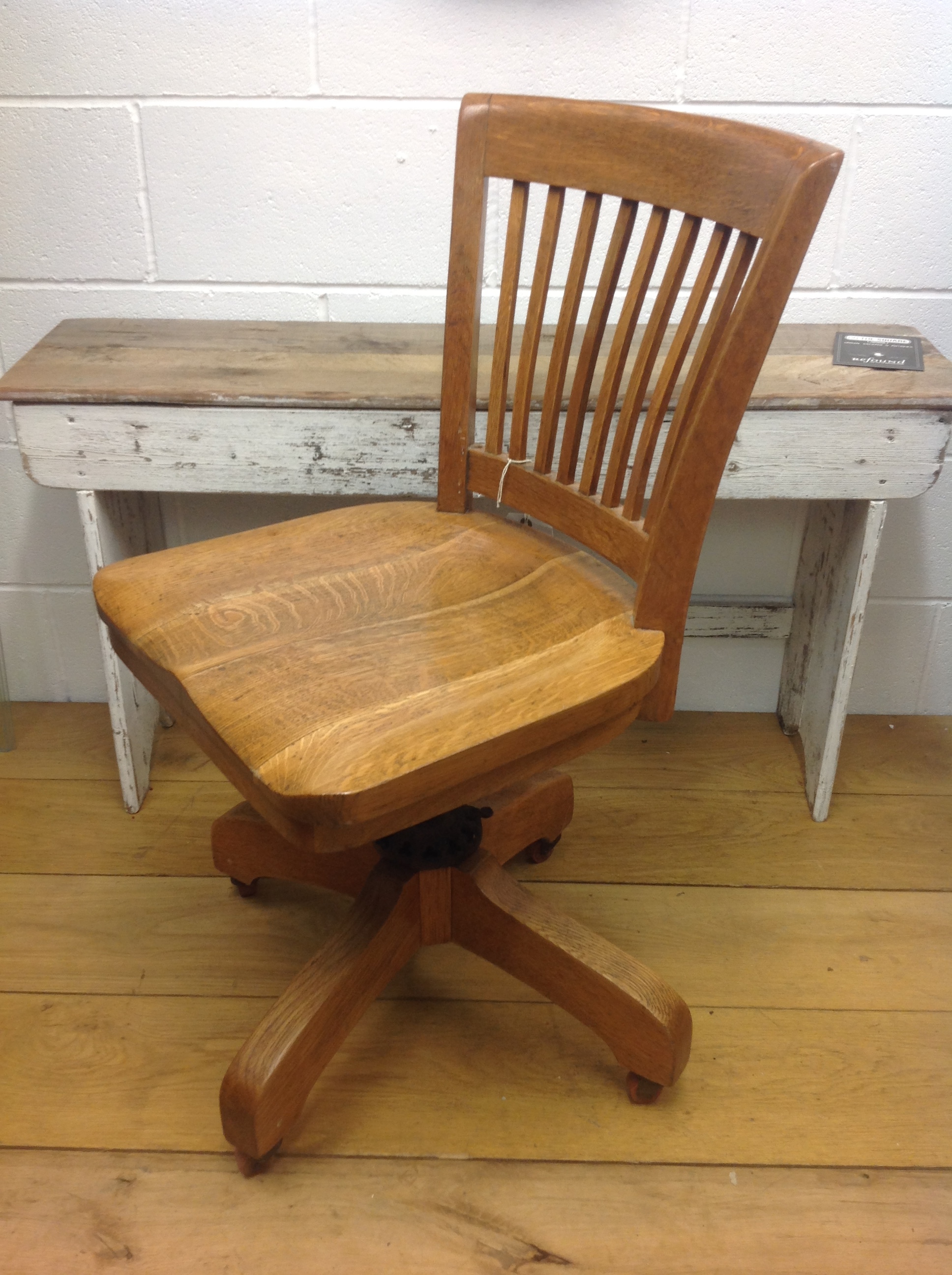 1920 S Milwaukee Oak Swivel Chair From American Consulate Belfast