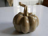 Sage Green Ceramic Pumpkin with Gold Stem – 16cm