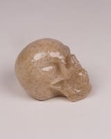 Decorative Resin Skull Ornament, Cream and Brown Stone Effect, Gothic Decor 3