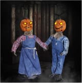 Scary Pumpkin Twin Figures with Light Up Eyes 1