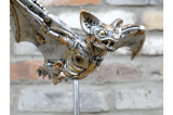 Metal Steampunk Bat Ornament with Gear Details 2