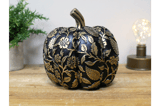 Black & Gold Decorative Pumpkin with Floral Design 3