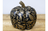 Black & Gold Decorative Pumpkin with Floral Design 2