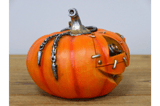 Steampunk Style Orange Plastic Pumpkin with Metal Accents 2