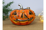 Steampunk Style Orange Plastic Pumpkin with Metal Accents 4