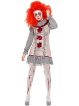 Vintage Clown Lady Costume in Grey & Red 2