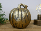 Gold Pumpkin Decoration with Black Accents 3