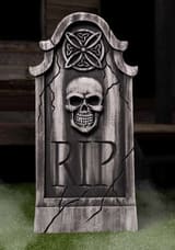 Halloween Tombstone Decoration with Skull and RIP Detail 91cm 1