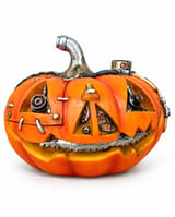 Steampunk Style Orange Plastic Pumpkin with Metal Accents