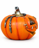 Steampunk Style Orange Plastic Pumpkin with Metal Accents