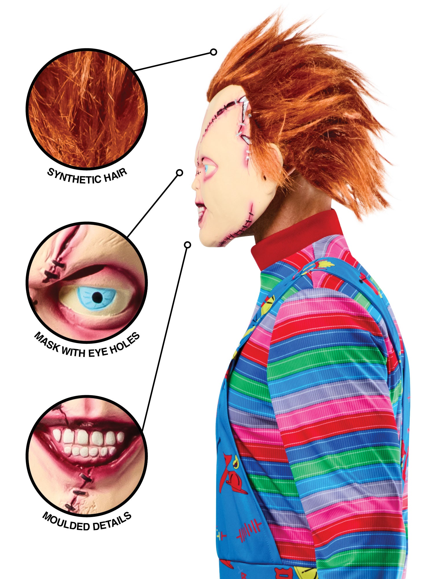 Chucky Stitched Up Three Quarter Costume Mask 9
