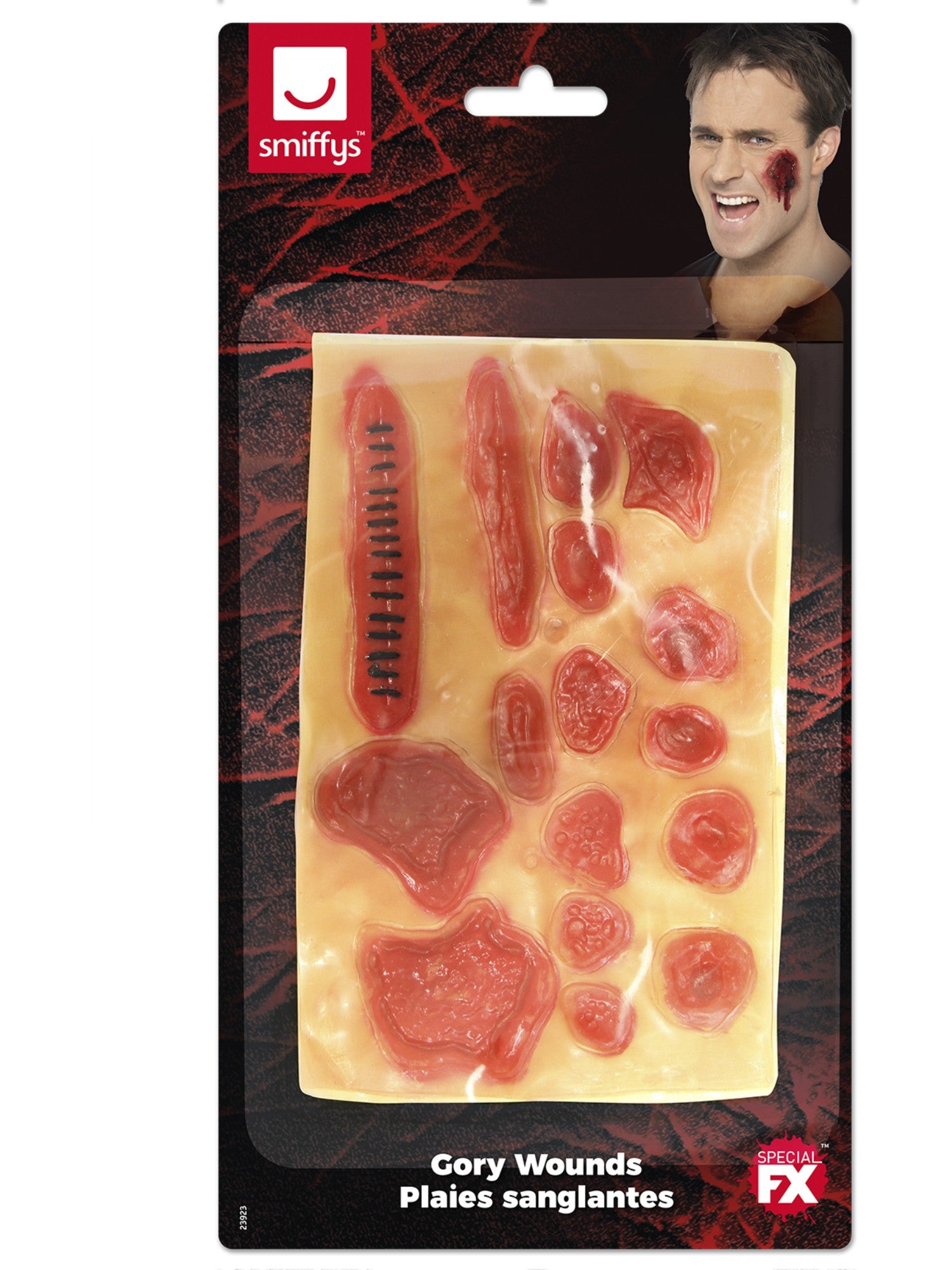 Smiffys Special FX Gory Wounds Red Fake Prosthetic Scars Set 2