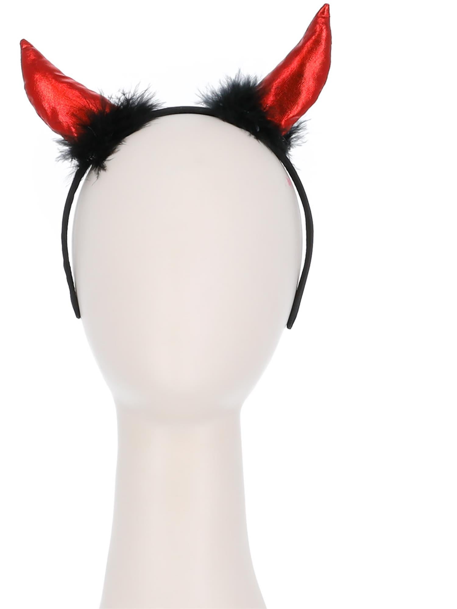 Metallic Devil Horn Headband Red & Black 2
