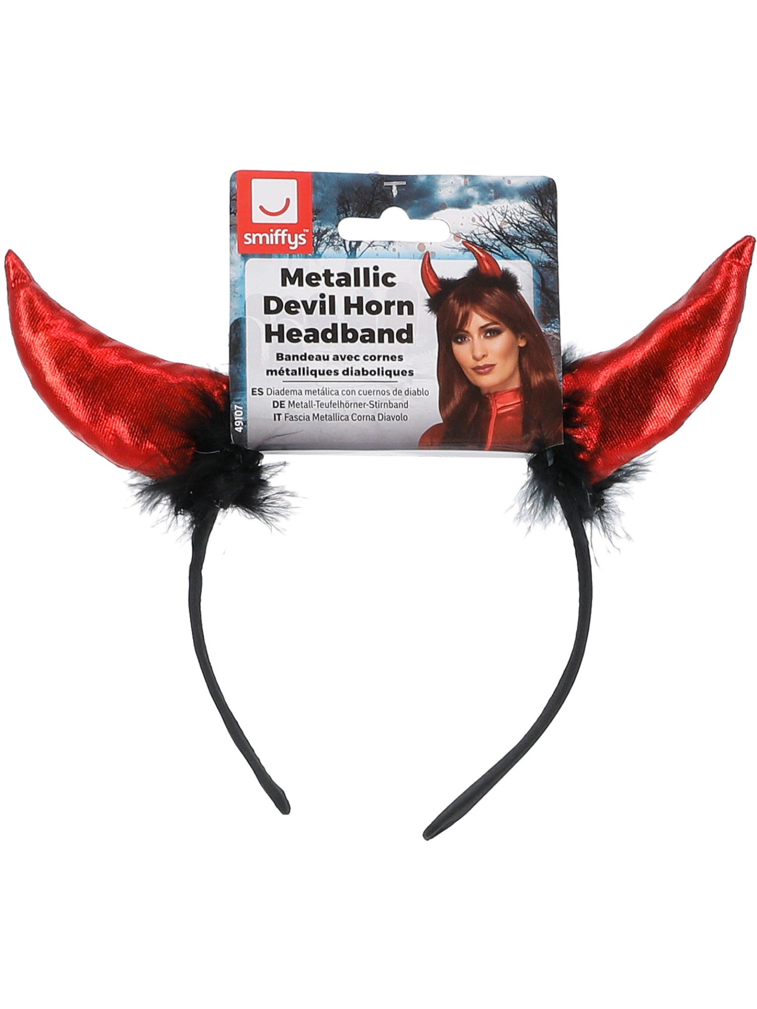 Metallic Devil Horn Headband Red & Black 3