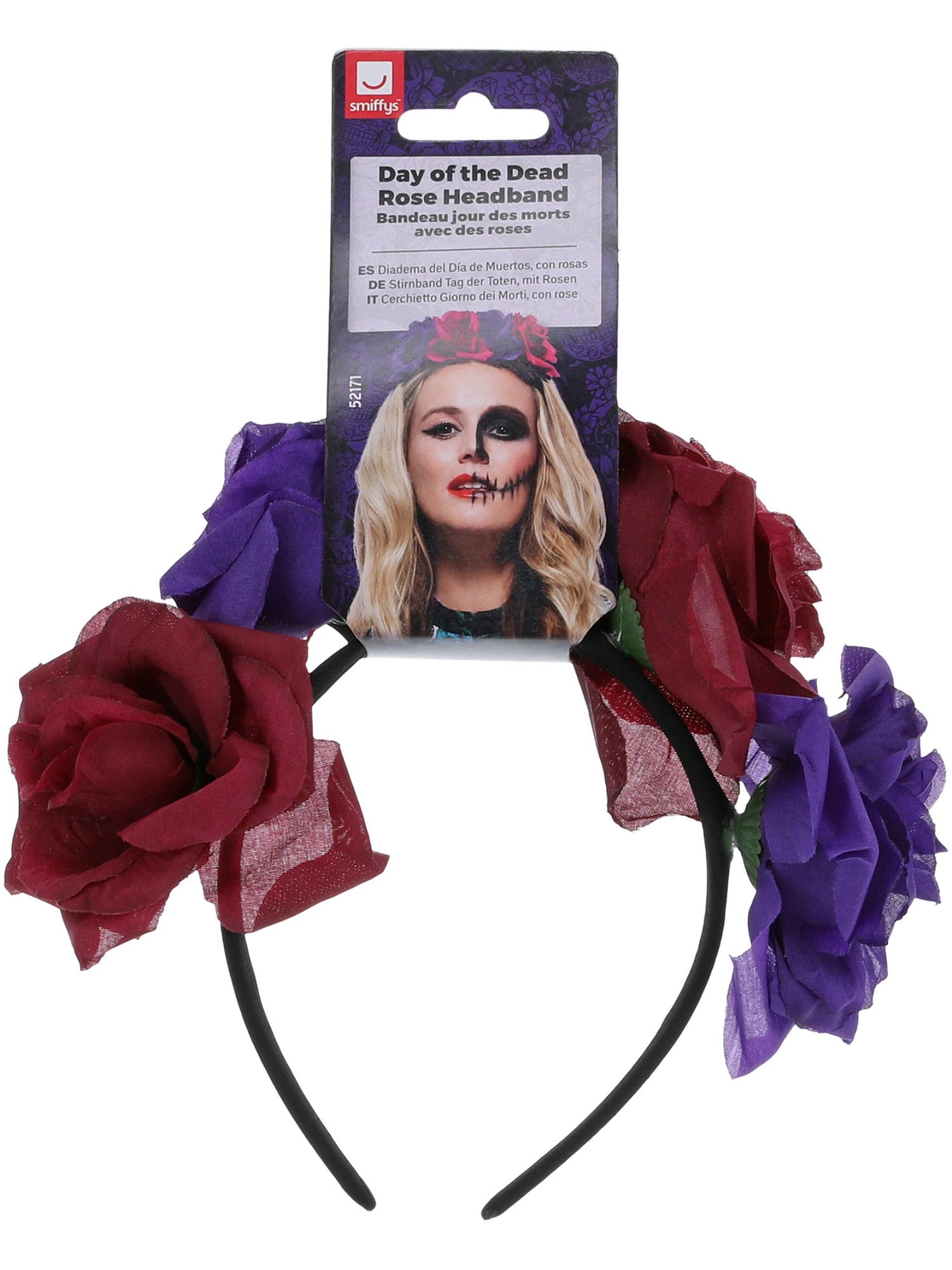 Day of the Dead Rose Headband Multi-Coloured 3