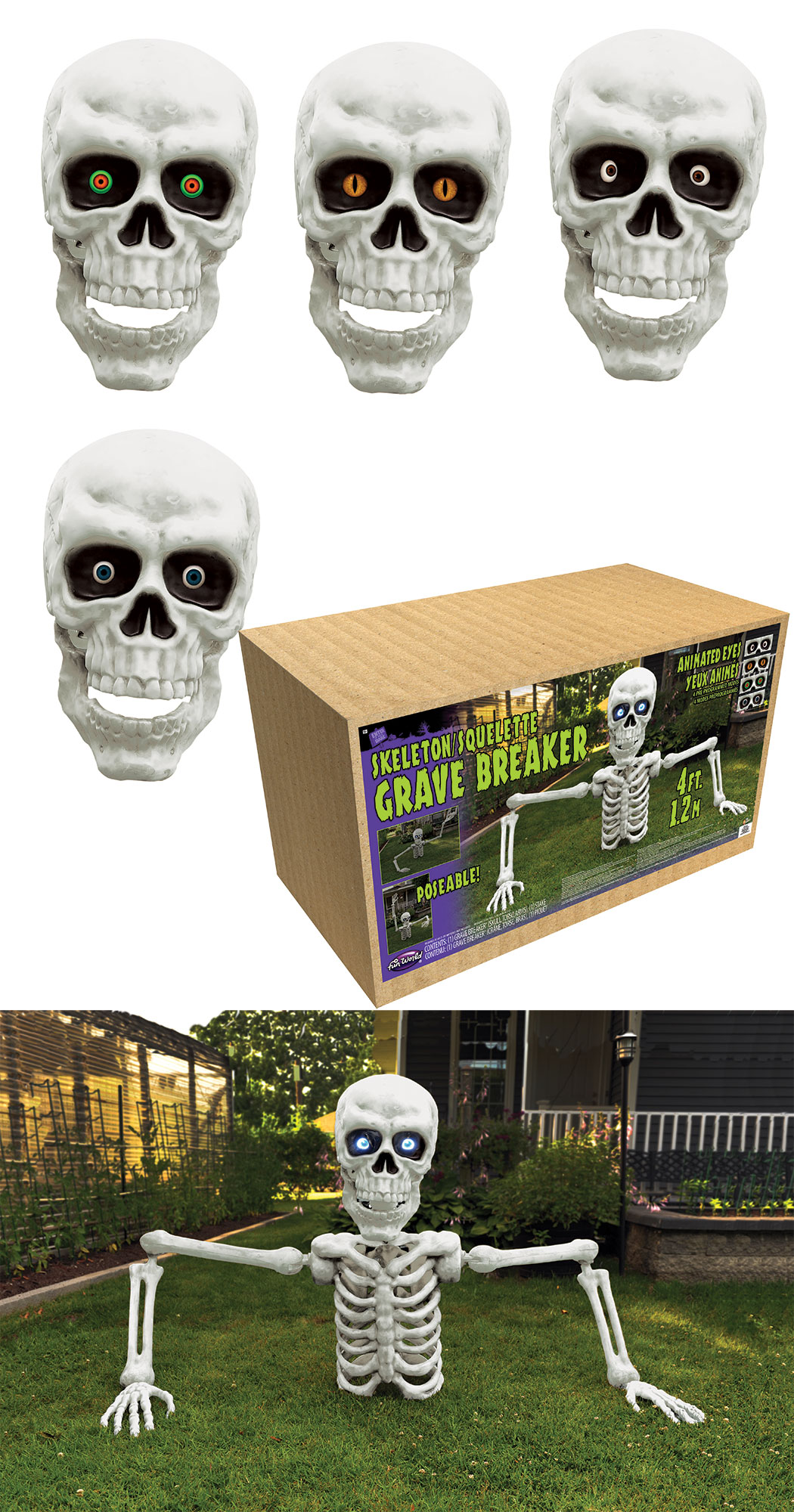 Fun World LCD Eye Skeleton Grave Breaker – 96010t