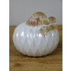Decorative Ribbed White Glass Pumpkin with Gold Stem 3