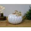 Decorative Ribbed White Glass Pumpkin with Gold Stem 4