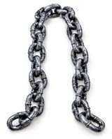 188cm plastic Halloween prop chain with chunky distressed silver-and-black links, shown on white