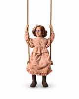 Animated Halloween Dolly Girl on Swing with Lights Animatronic Prop