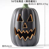 Original black pumpkin supplier photo showing approximate 40cm height, 26cm width and 470g weight