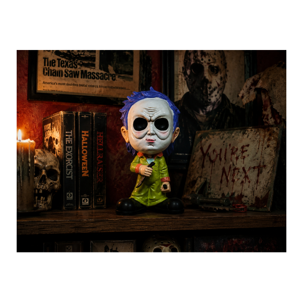Big Head Man With Knife Halloween Figurine