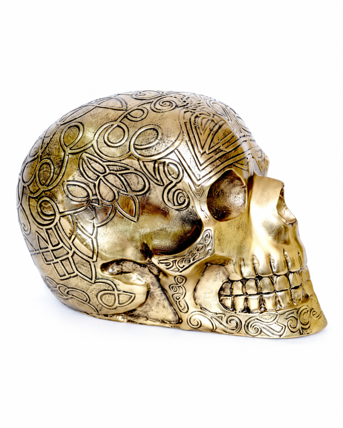 Giant Antique Brass Finish Skull Ornament – 50cm Wide