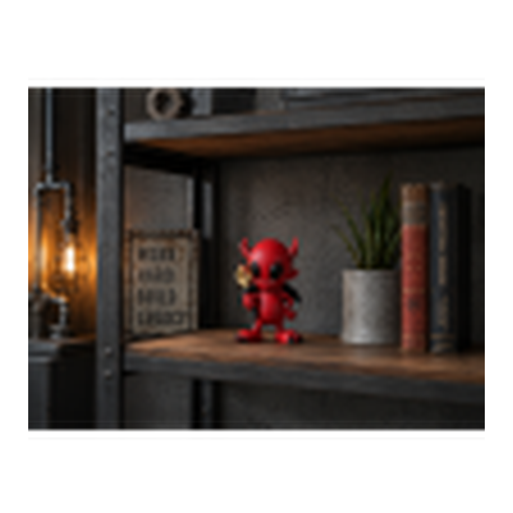 Little Devil Red Figurine holding Golden Trident