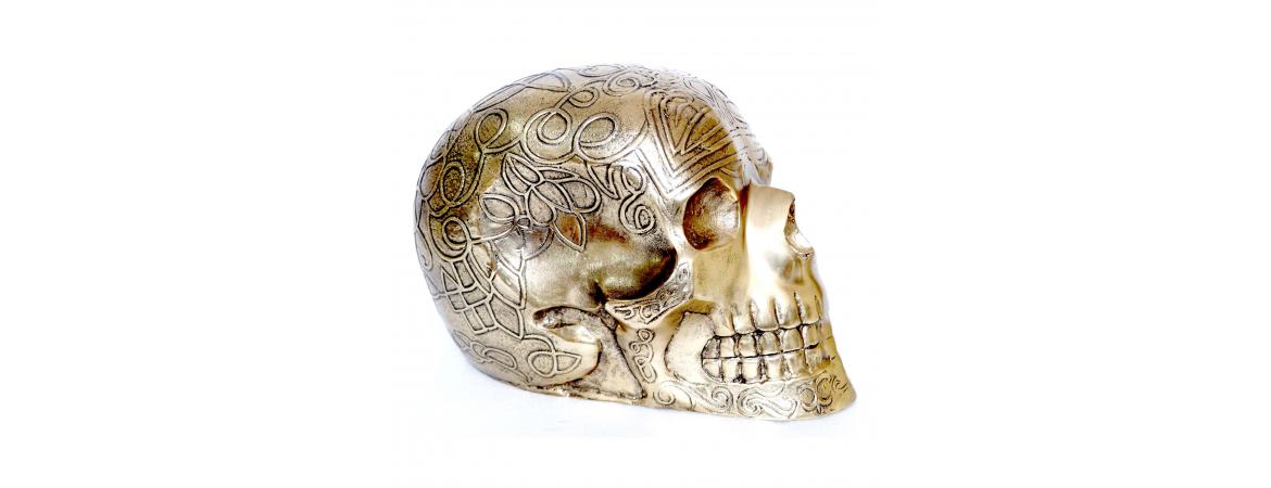 Giant Antique Brass Finish Skull Ornament – 50cm Wide — supplier photograph