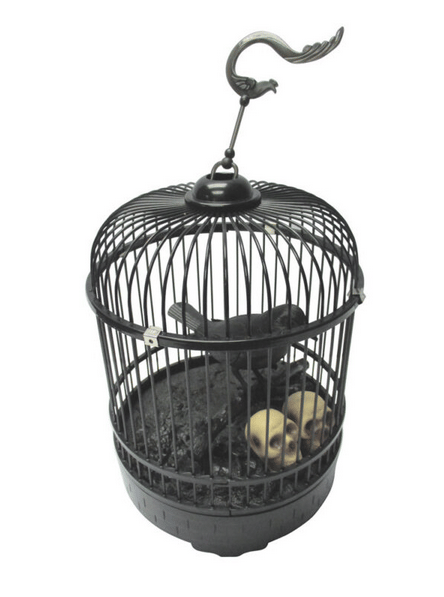 Animated Raven in Cage with Light &amp; Sound