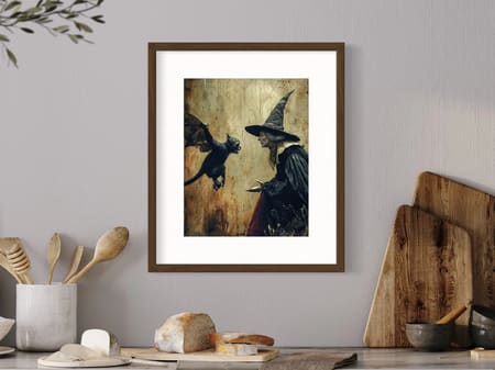 Wicked Witch and Flying Monkey Vintage Art Print