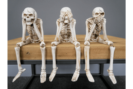 Set of 3 'See No Evil' Skeleton Figurines