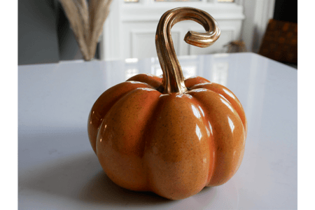 Decorative Ceramic Pumpkin with Gold Twist Stem