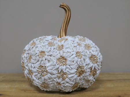 Decorative Floral Pumpkin with Gold Accents