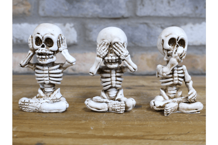Set of Three Skeletons - Hear, See, Speak No Evil Figurines