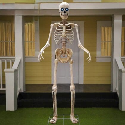 Large Animated Plastic Halloween Skeleton with Glowing Eyes