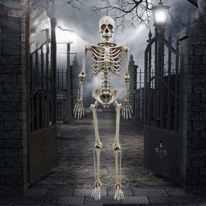 Tall Halloween Poseable Skeleton with Light Up Eyes