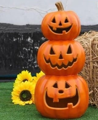 Spooky Stacked Light Up Jack-O-Lantern Pumpkins Decoration