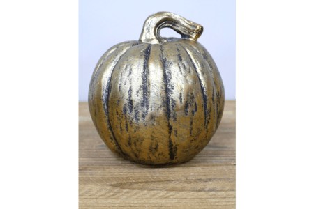 Gold Pumpkin Decoration with Black Accents