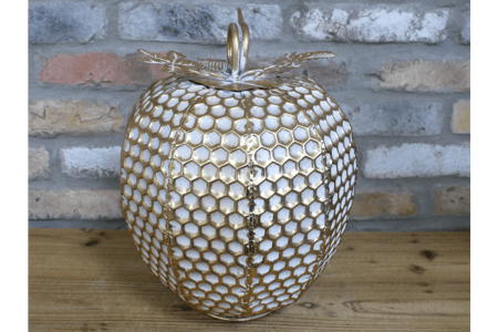 Metal Pumpkin Ornament with Gold Finish