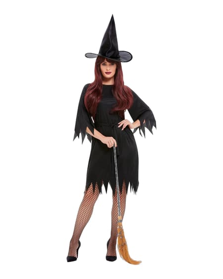 Spooky Witch Costume with Dress, Belt &amp; Hat
