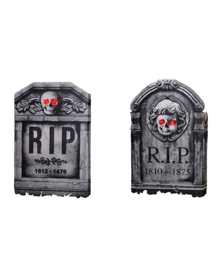 Light Up 3D Stone Look Tombstone (56cm)