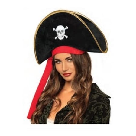 Pirate Anne Tricorn Hat with Skull Emblem