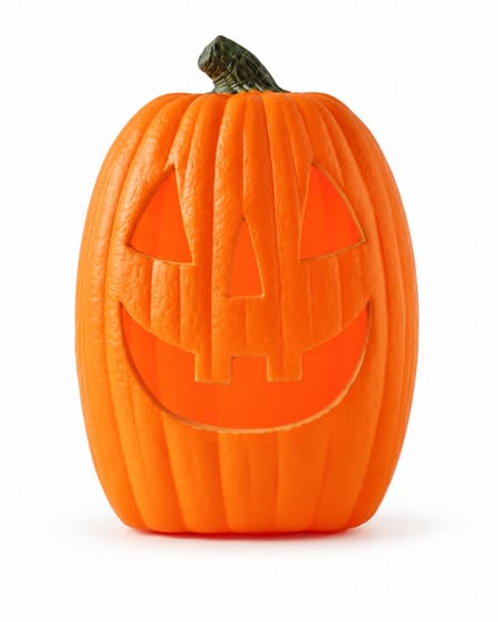 Spooky Light Up Jack-O-Lantern Pumpkin Halloween Decoration on a white background
