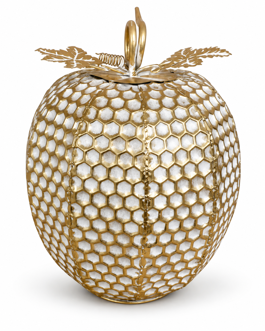 Metal Pumpkin Ornament with Gold Finish