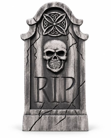 Halloween Tombstone Decoration with Skull and RIP Detail 91cm
