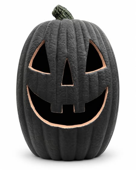 Tall Black Two-Tooth Grin Jack-O-Lantern Pumpkin