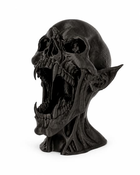 Black Screaming Vampire Bust – 3D Printed Halloween Decoration