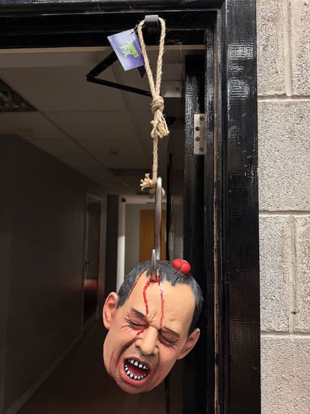 Severed Head with Hook Halloween Prop