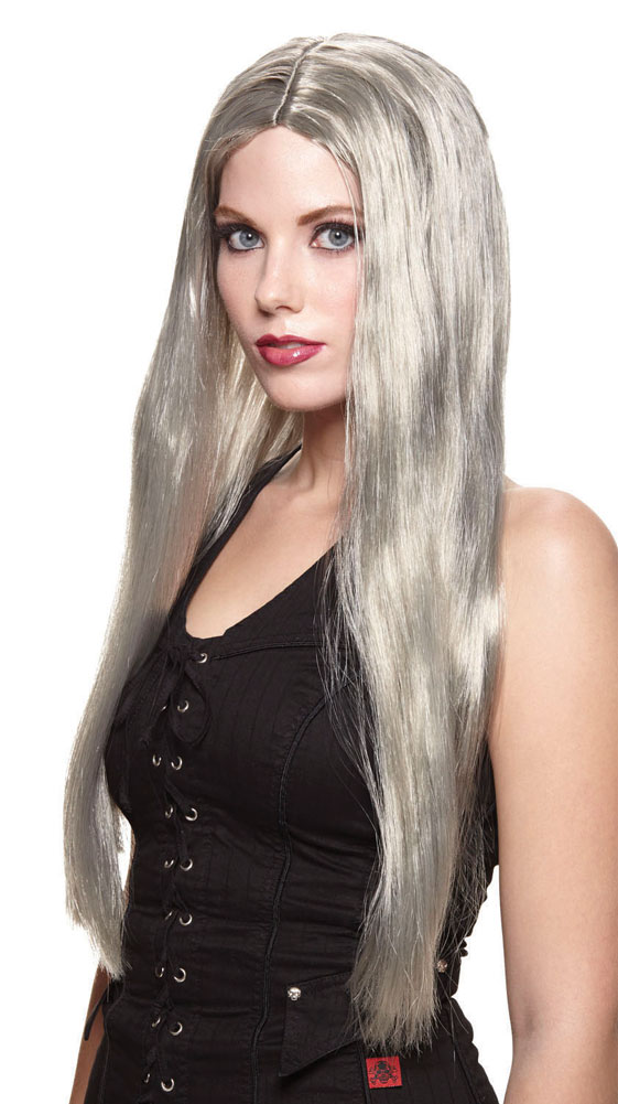 Long Grey Fancy-Dress Wig – 61cm